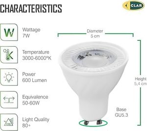 Clar-gu10 dẫn bóng đèn tại chỗ 7 Wát, độ sáng cao recessed ánh sáng để sử dụng trong nhà, tiết kiệm năng lượng trang trí Spotlight - Product Image 5