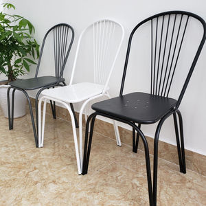 GCF005 Industrial Style <b>Restaurant</b> Furniture Iron Cafe Chair with Backrest Rustic Dining <b>Set</b> Satin Iron Finish - Product Image 2