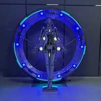 Escultura de Maniquí Femenino Android Cromado Cyberpunk Iluminado con LED de Neón Personalizado para Eventos de Discoteca