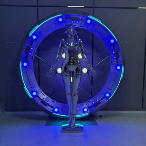 Escultura de Maniquí Femenino Android Cromado Cyberpunk Iluminado con LED de Neón Personalizado para Eventos de Discoteca - Product Image 3