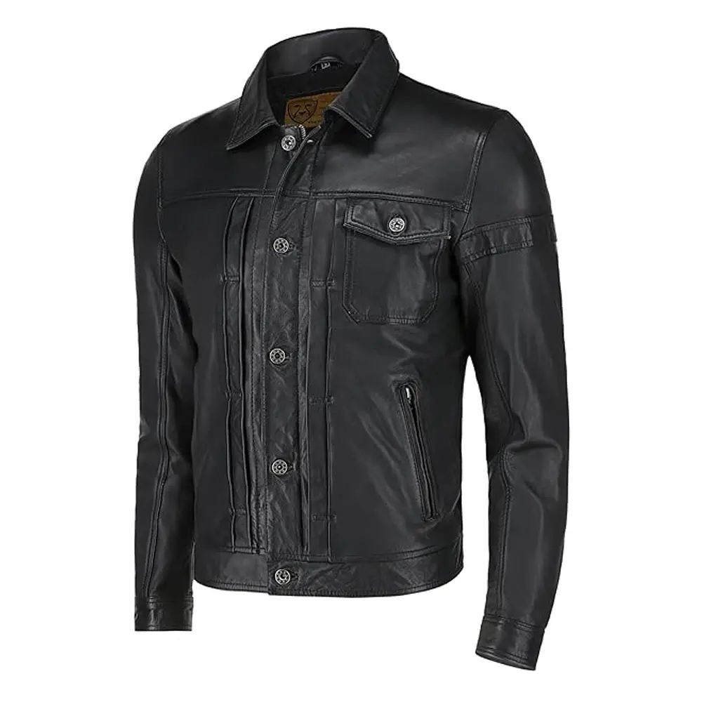 SA hot sailing leather jacket for men's shop of custom leather jacket Mens Trucker Real Soft Leather Jacket