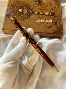 Wholesale Handcrafted <b>Wooden</b> <b>Pen</b> with Natural Amethyst Point | Crystal Wand <b>Pen</b> for Writing, Reiki Healing & Energy Work - Product Image 6