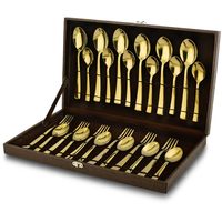 Artículo para el hogar y utensilios de cocina Juego de cubiertos de regalo de devolución más vendido Cubiertos chapados en oro duraderos y confiables disponibles para la venta
