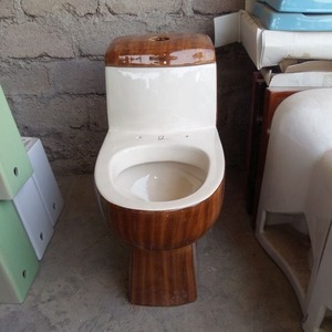 Cuvette de toilette monobloc en céramique à double chasse d'eau aux couleurs en bois réglables blanches-Ensemble de salle de bain complet en porcelaine, forte demande sur le marché - Product Image 2