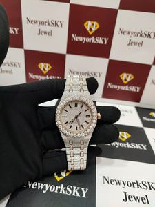 Luxe haute qualité mécanique VVS Moissanite diamant testeur passe montre automatique hommes femmes acier inoxydable bande Hip Hop verre - Product Image 2