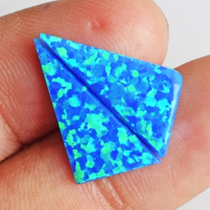 Hermoso Par de Ópalos de Fuego Azul Verde Brillante, 8 CTW, Tamaño de Cabujón 21x10x1.5 MM, Par de Pendientes, Gema para Joyería Fina - Product Image 2