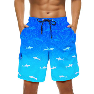 Shorts de bain pour hommes à séchage rapide, respirants, tricotés, sublimés, avec motif de planche de surf, teinture unie, pour la natation - Product Image 1