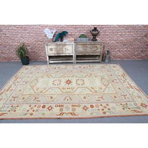 Tapis turc vintage, grand tapis de 6,6 x 9,2 pieds, tapis floral brun orangé - Product Image 2