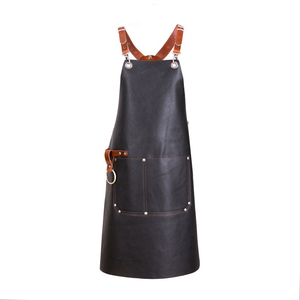 Unisex Factory Leather <b>Work</b> Custom <b>Apron</b> Waterproof Leather Cooking <b>Apron</b> Black Leather <b>Apron</b> LAN-0021 - Product Image 4