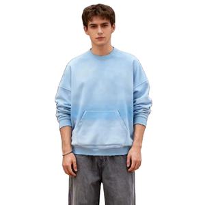 Customized <b>Men's</b> New Trending Sun Faded Acid Wash <b>Cropped</b> 100% Cotton Plus size casual O-Neck <b>Men's</b> Sweatshirts Custom Design - Product Image 1