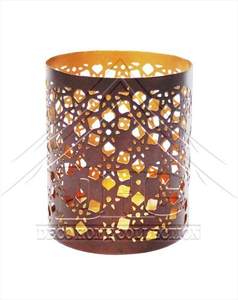 Bougeoir rond en métal votif et chauffe-plat décor élégant pour restaurant à la maison ou tout espace lanterne polyvalente - Product Image 4