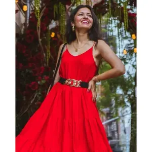 Robe rouge Elio en rayonne douce - Product Image 3