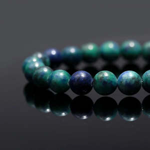 100% Natural Azurite Crystal Unisex <b>Bracelet</b> 7 Inches Stretch with 8 mm Round Beads Everyday Wear - Product Image 2