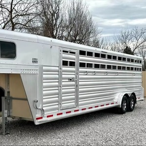 Nouvelle remorque porte-vaches semi-nouvelle conception avec élévateur électrique, en aluminium, 2 ou 3 essieux, pour le transport de bétail et de marchandises, avec clôture agricole - Product Image 1