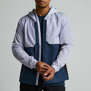 Veste de pluie imperméable sur mesure, légère, en polyester et nylon, fermeture éclair intégrale, blocs de couleur, coupe-vent pour homme - Product Image 6