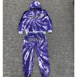 Winter Embroidery Patches <b>Zip</b>-Up Cotton Acid Wash Tracksuit Set 100% Polyester Cargo Flared Sweatpants <b>Hoodie</b> Solid Printed - Product Image 1
