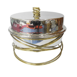 Chauffe-plat décoratif poli brillant pour service de restauration avec crique en verre Chauffe-plat de haute qualité pour buffet avec poêle à brûleur - Product Image 5