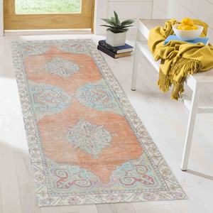 Tapis imprimé de style persan, motif ethnique, tapis de luxe lavable en machine, avec poils doux - Product Image 1