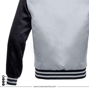 Veste bomber en satin personnalisée de haute qualité en gros, broderie OEM, logo imprimé, patchwork sur le devant, unisexe, streetwear de plein air - Product Image 6