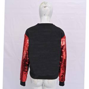 Nueva llegada cuello redondo lentejuelas manga larga transpirable venta al por mayor precio de fábrica día de juego para Mardi Gras mujeres sudaderas - Product Image 6