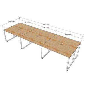 Contemporary 6-Person Minimalist Cluster <b>Workstation</b> HBMN033 Office Desks with Modern Metal Legs and Melamine Style - Product Image 6