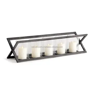 Portavelas Decorativo de Metal con Cristal para un Ambiente Cálido, Farol de Metal Minimalista para un Estilo Moderno por Zahid Exports - Product Image 1