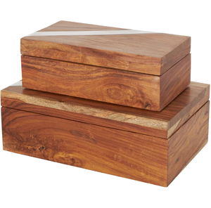 Gravé et personnalisé votre logo ou mots solide manguier bois noyer Rectangle fait à la main bois sculpté bijoux bague boîte de l'inde - Product Image 1