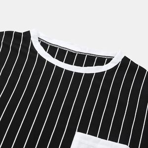 Men's <b>Black</b> 100% Cotton Oxford Fabric O-Neck Short Sleeve Regular Fit <b>Long</b> Sporty Breathable T-Shirt Jersey Knit <b>Top</b> - Product Image 6