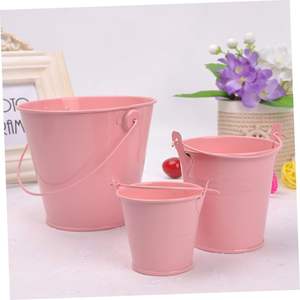 Seau en fer fait à la main de couleur rouge jardinières de fleurs en métal galvanisé décor intérieur et extérieur seau seau avec poignée - Product Image 4