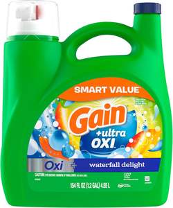 Detergente Líquido para Ropa Gain Ultra Oxi, 107 cargas, 154 onzas líquidas, Aroma Waterfall Delight, 2 en 1, Compatible con Lavadoras de Alta Eficiencia - Product Image 2