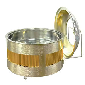 Plato de frotamiento redondo de acero inoxidable, calentador de comida para buffet para bodas, banquetes, hoteles, restaurantes, Ramadán, Eid, eventos, fiestas - Product Image 3