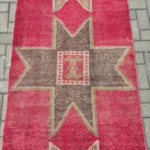 Alfombra Turca Vintage, Alfombra Herki de 3.3x10.7 pies, Alfombra de Lana con Parches Rojo Marrón - Product Image 5