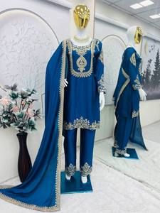 NUEVO Diseñador de lanzamiento Ropa de fiesta Look Collection Tela superior Pesado Chinon Seda Trabajo Bordado Estilo DE TRABAJO Fullstitched - Product Image 5