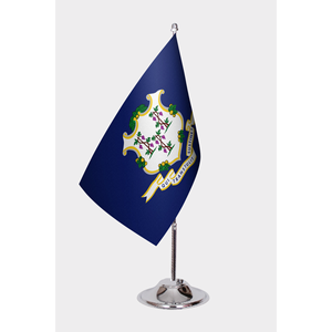Drapeau de bureau de l'État du Connecticut 3x5 pieds en tissu imprimé numériquement avec mât en aluminium pour les utilisateurs finaux du secteur automobile et des assurances - Product Image 1
