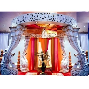 Royal Fiber Peacock Wedding Mandap Tema de pavo real blanco para boda Mandap Floral Pavo real Pilar Mandap Decor - Product Image 1