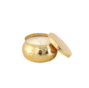 Premium Quality Golden Handmade Metal Hammered Jar Candle With Lid Best Price Candle Making Container From India - Product Image 3