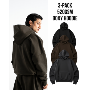 เสื้อฮู้ดดี้ทรงใหญ่พิเศษ Y27 รุ่น Ultra Heavy แบบดิสเทรส สไตล์สตรีทแวร์สำหรับฤดูหนาว ปักลาย 3 มิติ ผ้าเฟรนช์เทอร์รี่ แพ็ค 3 ชิ้น น้ำหนัก 500 กรัม - Product Image 1