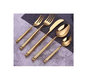 Western Steak Cutlery Set Stainless Steel Flatware with Gold and <b>Silver</b> for Weddings and Events - Product Image 1