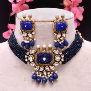 Fabricant indien plaqué or bijoux anciens collier ensemble pour filles femmes fête porter - Product Image 2