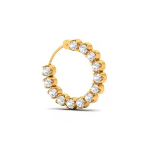 แหวนจมูกแบบดั้งเดิมที่ทำด้วย18kt สีเหลืองทองพร้อม VVS ความชัดเจนแล็บสีเพชรปลูกในห้องแล็บเครื่องประดับดีไซน์อินเดียที่สวยงาม - Product Image 2
