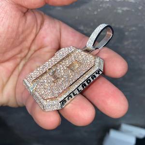 Pendentif de luxe en argent 925 Design Hip Hop personnalisé avec diamant Moissanite et caution de sac d'argent glacé pour bijoux de fête - Product Image 5
