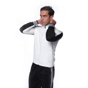 Color gris claro y blanco Cremallera completa Slim Fit Custom Men Sweatsuit Chándal Conjuntos Transpirable Super Soft Fleece Chándal - Product Image 6