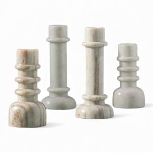 เชิงเทียนหินอ่อนสีขาวรูปทรงเพรียวบางสำหรับการตกแต่งภายในที่หรูหราน้อยที่สุด - Product Image 4