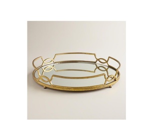 Bandeja de espejo de aluminio hecha a mano moderna, diseño único de alta calidad para elegantes exhibiciones de hoteles y una impresionante decoración de fiesta de Navidad - Product Image 2