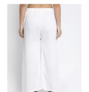Pantalon évasé anti-rides formel en soie/coton léger pour femmes Palazzo à jambes larges personnalisé pour vêtements de travail d'été respirant - Product Image 2