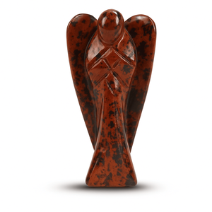 Figurine d'ange en obsidienne acajou naturel pierre précieuse de guérison Feng Shui sculpture cadeau spirituel Reiki énergie décor à la maison en gros - Product Image 1
