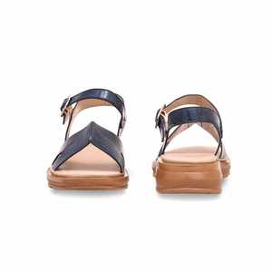 Bleu décontracté bride à la cheville talon sandale CL7163 pour femmes confortable bout ouvert compensé avec dos ouvert comptoir plate-forme compensée - Product Image 2