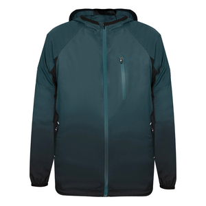 Veste de couleurs contrastées pour hommes, vêtements d'extérieur softshell à capuche imperméables personnalisés, coupe-vent élégant à fermeture éclair complète, sports légers - Product Image 3
