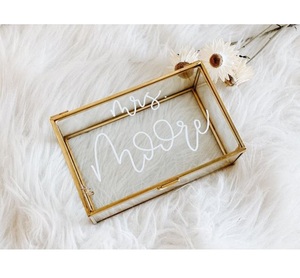 Handmade Clear Glass Brass Metal Jewelry <b>Storage</b> Box Vintage Keepsake Organizer Modern Tabletop Decorative Box for <b>Rings</b> Watches - Product Image 1