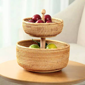Natural Rattan Fruit <b>Storage</b> Unit Stand Premium Quality Organizing Dried Fruit <b>Shelf</b> 3-tier Stands for Wholesale - Product Image 4